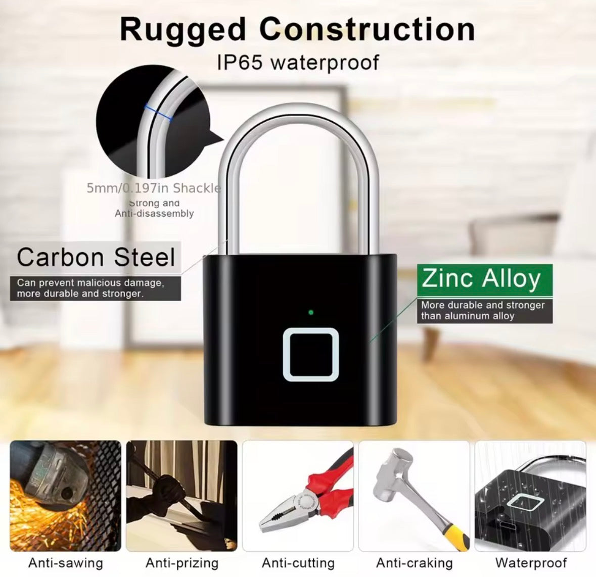 Voltify Smart Fingerprint Padlock
Product Title
Voltify Smart Fingerprint Locker Padlock | Keyless Biometric Lock – Rechargeable, Waterproof & Secure
Your fingerprint is the only key 🔒. No more lost keys, forgot
